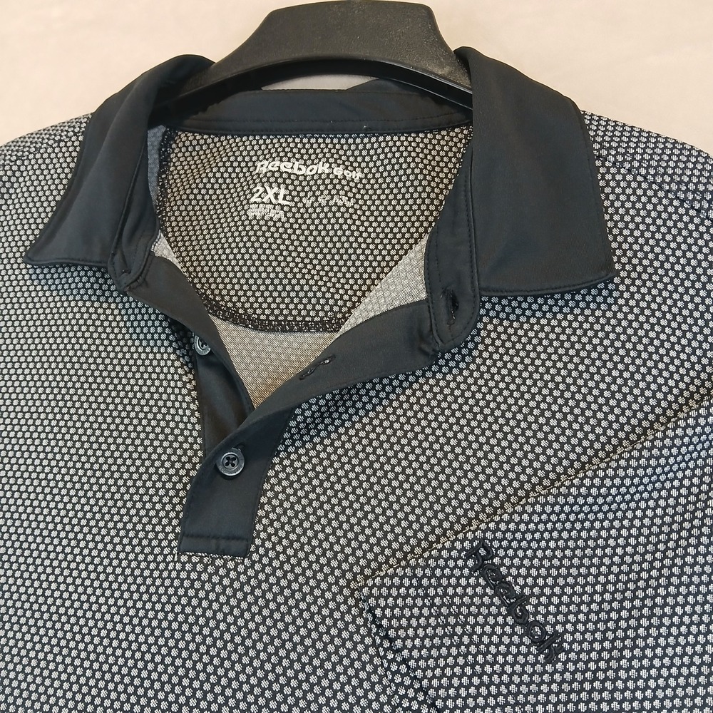 Reebok Golf 2XL Mens Polo Shirt Gray 26x28 Geometric